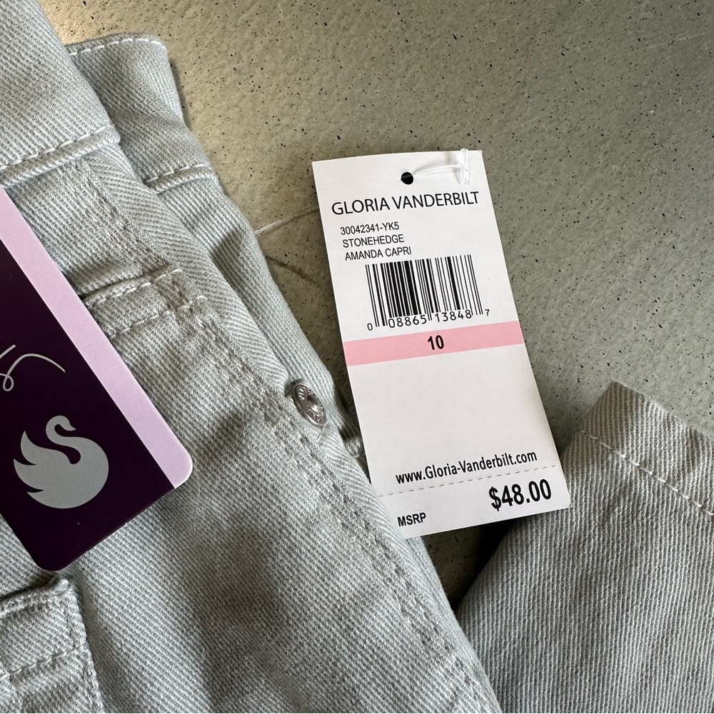 Gloria Vanderbilt Stylish gray denim capri jeans AMANDA heritage fit casual 10 - Picture 3 of 11